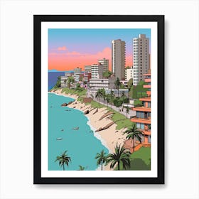 Acapulco, Mexico, Flat Illustration 4 Art Print