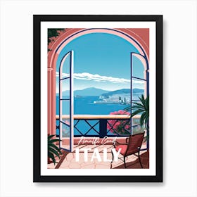 Italy Amalfi Coast Window Travel Poster 4 Art Print