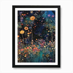 Gustav Klimt Print Night Garden Klimt Poster Klimt Exhibition Poster Painting Flower Garden Full Art Print