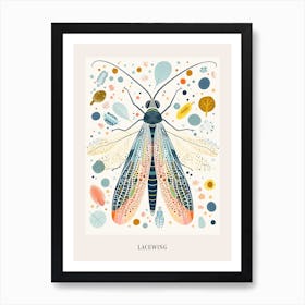 Colourful Insect Illustration Lacewing 14 Poster Art Print