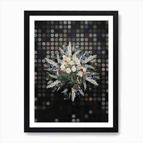 Vintage Oakleaf Hydrangea Flower Wreath on Dot Bokeh Pattern n.0505 Art Print