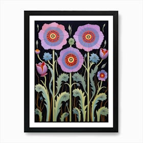 Flower Motif Painting Scabiosa 3 Art Print