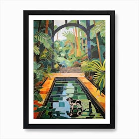 Painting Of A Dog In Central Park Conservatory Garden, Usa In The Style Of Matisse 04 Art Print