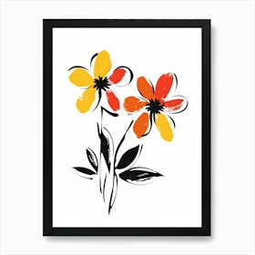 Flowers On A White Background 5 Art Print