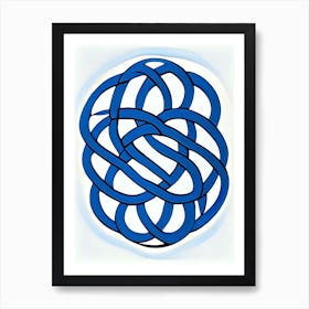 Celtic Knot Symbol Blue And White Line Drawing Art Print