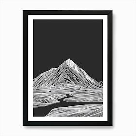 Beinn Ghlas Mountain Line Drawing 7 Art Print