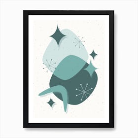 Retro Mid Century Atomic Age Abstract 17 Teal Art Print