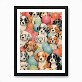 Collection Of Vintage Dogs Pattern Kitsch  Art Print