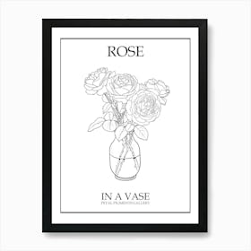 Rose In A Vase Line Drawing 5 Poster Art Print