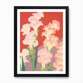Gladioli Flower Big Bold Illustration 3 Art Print
