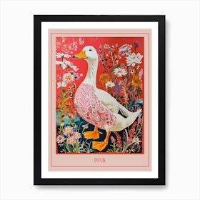 Floral Animal Painting Duck 2 Poster Art Print