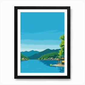 Lake Towada Japan 2 Colourful Illustration Art Print