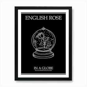 English Rose In A Globe Line Drawing 4 Poster Inverted Art Print