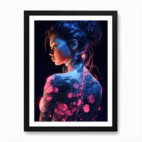 Neon Flower Girl Art Print