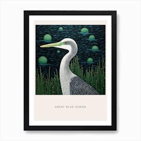 Ohara Koson Inspired Bird Painting Great Blue Heron 6 Poster Art Print