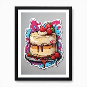 Cake With Strawberries Art Print