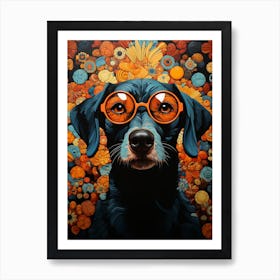 Dog In Glasses 1 Art Print