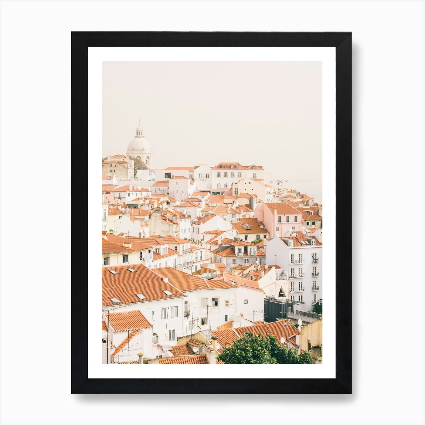 Póster arte de pared enmarcado paisaje urbano en los tejados Lisboa Portugal lienzo impresión cuadro - Imagen 2 de 4
