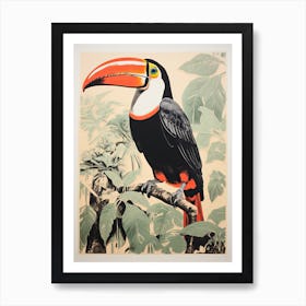 Toucan, Woodblock Animal Drawing 2 Art Print