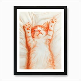 Cat Sleeping On A Pillow Art Print