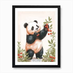 Giant Panda Picking Berries Poster 10 Art Print