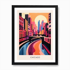 Chicago Colourful Travel Poster Art Print