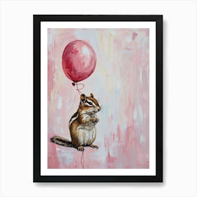 Cute Chipmunk 3 With Balloon Art Print