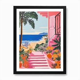 Malibu Beach, California, Matisse And Rousseau Style 1 Art Print