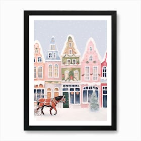 Amsterdam Travel Christmas Painting Street Art Print