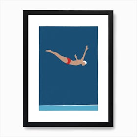 Wild swimmer dives into the ocean Art Print