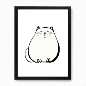 Minimalist Cat Line Drawing 4 Art Print