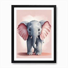 Cute Baby Elephant Nursery Ilustration (26) Art Print