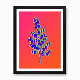 Neon Adam's Needle Botanical in Hot Pink and Electric Blue n.0237 Art Print