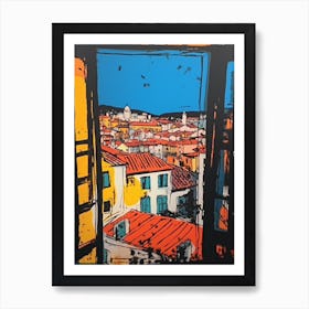 Window View Of Lisbon Portugal In The Style Of Pop Art 1 Art Print