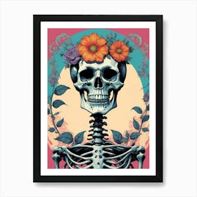 Floral Skeleton In The Style Of Pop Art (44) Art Print