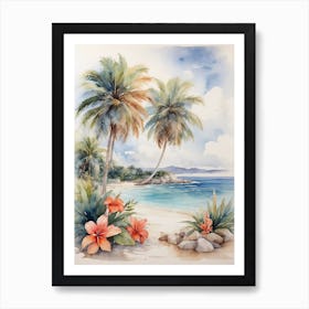 Watercolor Of Palm Trees Art Print