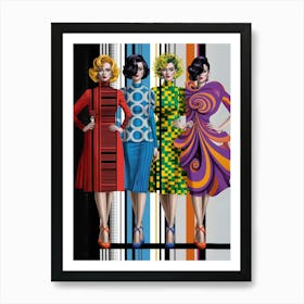 Three Women In Colorful Dresses Art Print