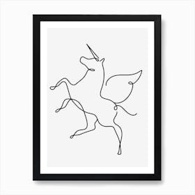 Unicorn, Minimal, Outline, Line Art, Trending, Home Decor, Kitchen, Bedroom, Wall Print Art Print