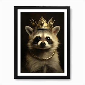 Vintage Portrait Of A Barbados Raccoon Wearing A Crown 4 Art Print