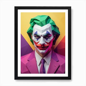 Joker Portrait Low Poly Geometric (17) Art Print