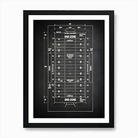 Football Field Diagram Football Gifts Football Patent Field Art Sports Decor Football Field High School Sport Football Decor Sf0001 Art Print