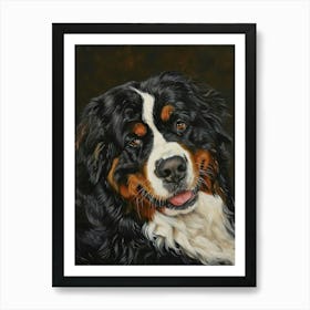 Burnese Mountain Dog Acrylic Painting 2 Art Print