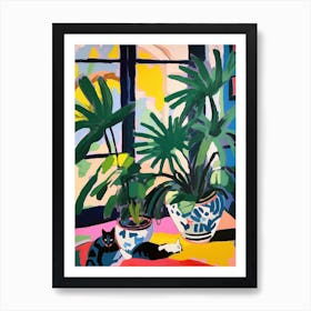 Painting Of A Cat In Brooklyn Botanic Garden, Usa In The Style Of Matisse 02 Art Print