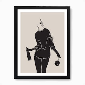 Woman Holding A Bottle Art Print