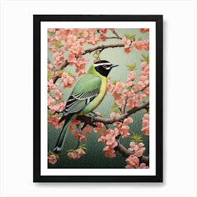 Ohara Koson Inspired Bird Painting Cedar Waxwing 4 Art Print