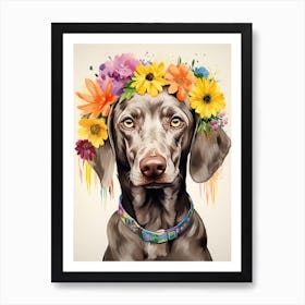 Weimaraner Portrait With A Flower Crown, Matisse Painting Style 2 Art Print