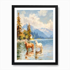 Horses Painting In Bled, Slovenia 3 Art Print