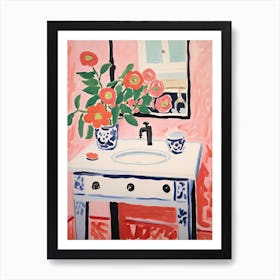 Bathroom Vanity Painting With A Rose Bouquet 3 Art Print