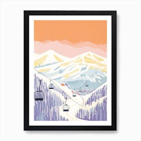 Banff Sunshine Village   Alberta, Canada, Ski Resort Pastel Colours Illustration 1 Art Print