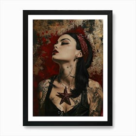 Tattooed Woman - vintage portrait retro Art Print